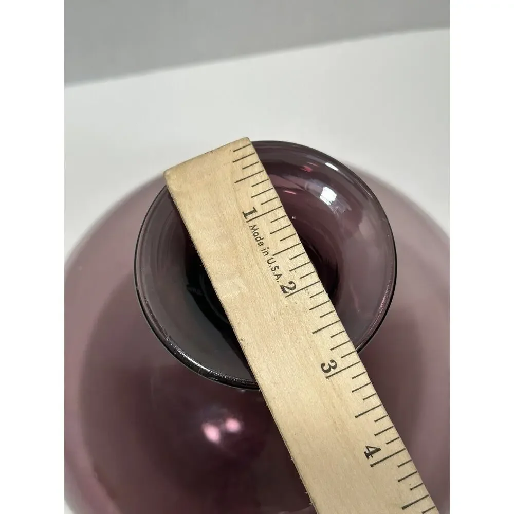 Vintage Art Glass Hand Blown Purple Amethyst‎ Oval Bud Vase Round Bulb Vase 8.5”